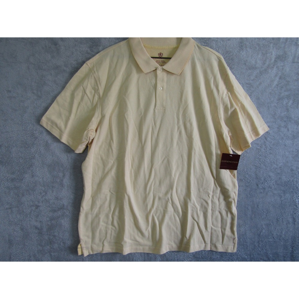 Covington Mens Yellow Short Sleeve Polo Shirt XL EG 46 48 100%‎ Cotton